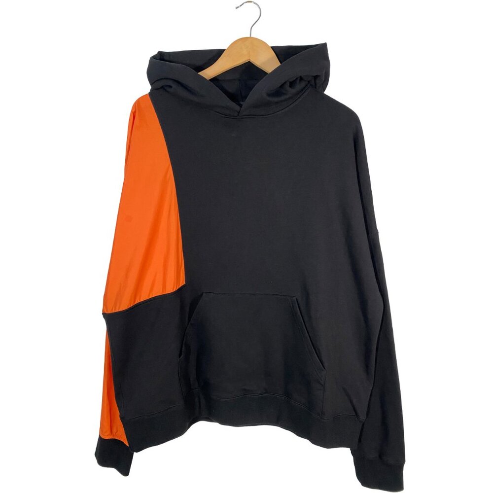 C2H4 Oversized Reconstructed Pullover Hoodie Black / Orange men's size Medium